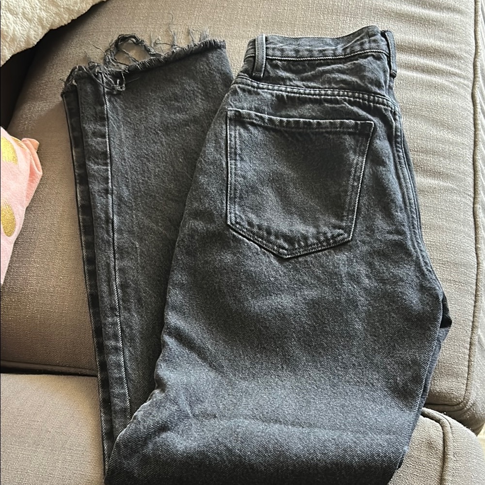 Stylish Black Women's Jeans dad jean size 23 raw hem